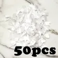 White satin ribbon bows, 50pcs DIY craft hair accessories for wedding party decor. - White