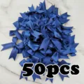 50pcs dark blue satin ribbon bows for gift wrapping wedding decor DIY hair accessories - Blue