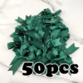Dark green satin ribbon bows 50pcs pack for DIY hair accessories and wedding gift wrapping. - Green