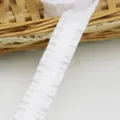White ruffled satin ribbon 2.2cm wide for gift wrapping, flower bouquet and wedding decoration crafts. - White