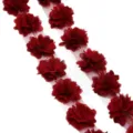 Dark red chiffon flower lace trim, 3cm wide DIY sewing garment accessory for wedding dress. - Burgundy
