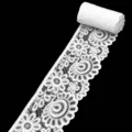 White elastic lace trim roll, 9cm floral fabric ribbon for sewing, DIY craft, and dress making. - White