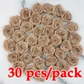 Capullos de rosa de cinta 30 pzas caqui flores de tela para manualidades ropa accesorios - 30 Piezas/Paquete / Champán