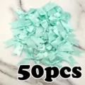 Mint green satin ribbon bows for DIY hair accessories, wedding decor, 50pcs pack. - Mint Green