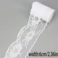 Weisse spitzenband rolle, 6cm breite blumen spitzenborte fuer diy handwerk und kleidung. - Stil 10