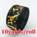 Black and gold marble foil printed satin ribbon roll for gift wrapping and floral art 10 yards - Black