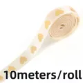 Nastro stampa cuori oro 2.5cm beige rotolo raso 10 metri per confezioni regalo fai da te. - 2.5cm 10M/Rotolo / Beige