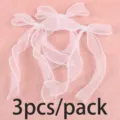 Pink organza ribbon bows with beaded edge 3pcs per pack for wedding gift wrapping DIY - White
