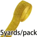 Gold glitter ribbon elastic band 5 yards pack for sewing clothing crafts gift wrapping. - 4cm*4.5m / Gold