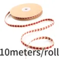Red heart pattern fabric ribbon 10 meters roll for sewing crafting party decoration. - Burgundy