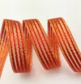 Nastro lucido a righe dorate da 15 mm per confezioni regalo, dolci e decorazioni floreali. - 15mmx22m / Rosso