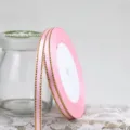 Pink satin ribbon with gold edge 6mm for gift wrapping bow cake tying and wedding decor crafts - Pink with Gold Trim