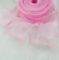6cm pink organza ribbon with wired edge for flower wrapping gift packaging and crafting. - 6cm 4.5M/Roll / Pink