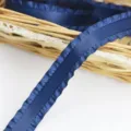 Dark blue ruffled ribbon 2.2cm pleated satin ribbon for gift wrapping and wedding crafts - Dark Blue
