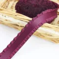 Dark purple ruffled ribbon, 2.2cm pleated satin trim for gift wrapping and floral decoration. - Burgundy