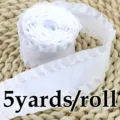 White pleated ribbon roll 5 yards for sewing garment decoration crafting wedding gift wrapping - 4cm*4.5m/Roll / White