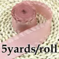 Pink ruffled satin ribbon roll 4cm wide, 5 yards for floral wrapping and gift decor. - 4cm*4.5m/Roll / Flesh Pink