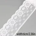 Weißes florales Spitzenband Borte 6cm breit für DIY Handwerk Nähen Hochzeitskleid - Stil 49
