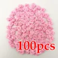 Detalle de rosas de cinta de satin, 1cm flores de tela rosa para decoracion de boda. - Rosa
