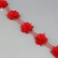 50mm Rood Chiffon Bloem Kant Lint Stof voor Naaistoffen Huwelijk Partij Decoratie - Rood