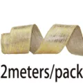 Goldene Weihnachtsband 5cm drahtverstärkt Glitzer Stoff Deko DIY Schleife 2m Packung - Gold