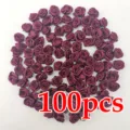 100pzas 1cm Mini Rosas de Cinta de Satén Flores de Tela Artificial para Decoración de Bodas - Burdeos