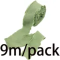 Green ruffled ribbon 4cm wide, 9m per pack for gift wrapping, party decoration and crafts. - Olive Green