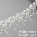 Cinta de encaje soluble en agua blanca para costura DIY y decoracion de prendas - Ancho de 95mm (Modelo 13)