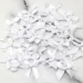 White satin ribbon bows 4x4cm diy crafts sewing garment decoration wholesale bulk pack - 50 Sheets per Pack / White
