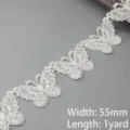 Cinta de encaje de mariposa blanca 55mm ancho 1 yarda para costura DIY decoracion. - Ancho de 55mm (Modelo 15)