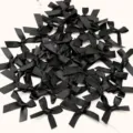 Black satin ribbon bows, small fabric bows for DIY craft, sewing and gift wrapping. - 50 Sheets per Pack / Black