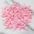 Pink satin ribbon bows for DIY crafts, 4x4cm bright pink bow flowers clothing decoration - 50 Sheets per Pack / Pink