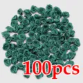 Mini rosas de cinta de satin verde 100pcs set para boda fiesta decoracion manualidades. - Verde Oscuro