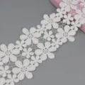 White water-soluble lace trim ribbon, floral hollow sewing accessory for DIY crafts. - Small Flower Style (Model 4)