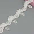 White water-soluble lace trim ribbon for DIY sewing apparel craft decoration accessories. - Tassel Flower Style (Model 5)