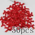 Red satin bows craft ribbons 50pcs DIY sewing garment decoration accessories pack supplies - 50 Sheets per Pack / Red