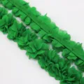 Cinta de encaje de gasa verde de 4.5cm para costura artesania DIY accesorio decorativo. - 1 Metro / Verde