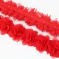 Cinta de flor de encaje gasa roja costura DIY 4.5cm ancho material de envoltorio - 1 Metro / Rojo