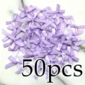 50pcs Light Purple Satin Ribbon Bows Small Fabric Bows for DIY Craft Sewing Decoration - 50 Sheets per Pack / Light Purple