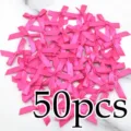Hot pink satin ribbon bows 50pcs small decorative craft bows for DIY sewing and clothing - 50 Sheets per Pack / Rose Red