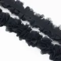 Cinta de ribete de flores de encaje de gasa negra, 4.5cm de ancho tela de malla para costura DIY - 1 Metro / Negro