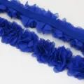 Cinta de encaje de flor de gasa azul 4.5cm adorno decorativo costura DIY regalo variante - 1 Metro / Azul