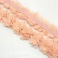 Cinta de Encaje de Gasa 4.5cm Flor Rosa Tela Costura DIY Artesanía Paquete de Regalo Accesorio - 1 Metro / Naranja Claro