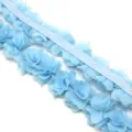 4.5cm Azul Chiffon Flor Ribete Cinta, Tela Encaje Cinta Costura DIY Manualidades Regalo - 1 Metro / Azul cielo