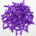 Purple satin ribbon bows for DIY crafts, clothing sewing, and handmade decoration projects. - 50 Sheets per Pack / Purple