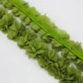 Cinta de encaje de gasa verde con flores, 4.5cm para costura DIY y envoltura de regalos decorativos. - 1 Metro / Verde Oliva