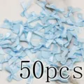 50pcs light blue satin ribbon bows for DIY crafts, sewing, and apparel decoration. - 50 Sheets per Pack / Sky Blue