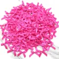 Pink satin ribbon bows for DIY craft, sewing decoration, and gift wrapping accessories. - 200 Pieces/Pack / Rose Red
