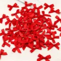 Red satin ribbon bows small craft bows for DIY sewing clothing decoration bulk pack - 200 Pieces/Pack / Red