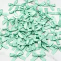 Mint Green Satin Ribbon Bows 4x4cm Small Fabric Bows DIY Craft Clothing Sewing Decoration - 200 Pieces/Pack / Mint Green